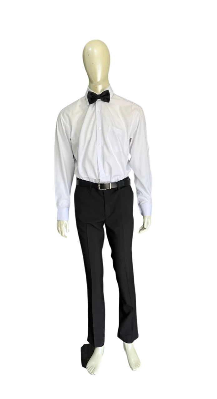Camisa Branca Gravata Borboleta e Calça Preta — Artveste Uniformes