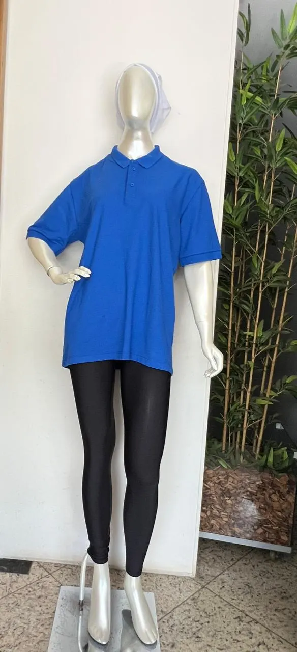 Camisa Polo Azul Royal e Legging Preta — Artveste Uniformes