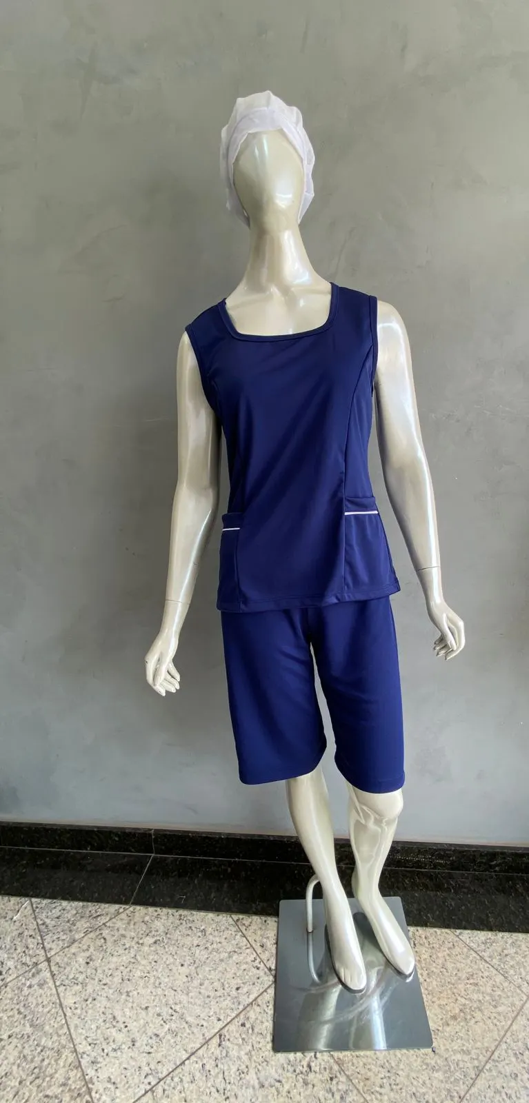Conjunto Blusa Regata e Bermuda Azul Marinho — Artveste Uniformes
