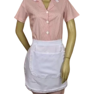 Conjunto Listrado Rosa com Avental de Cintura — Artveste Uniformes