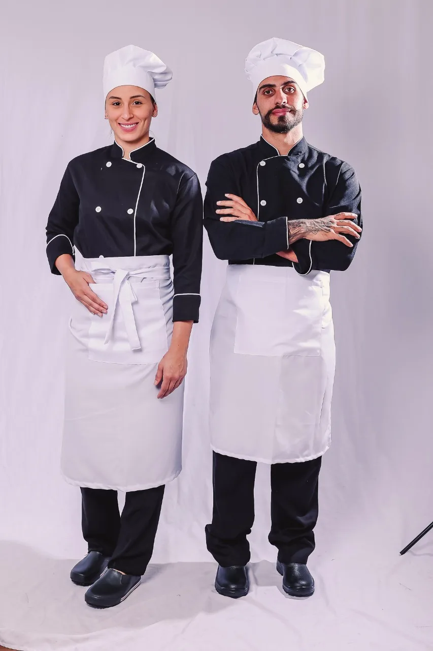 Dupla Chef Preta com Avental — Artveste Uniformes