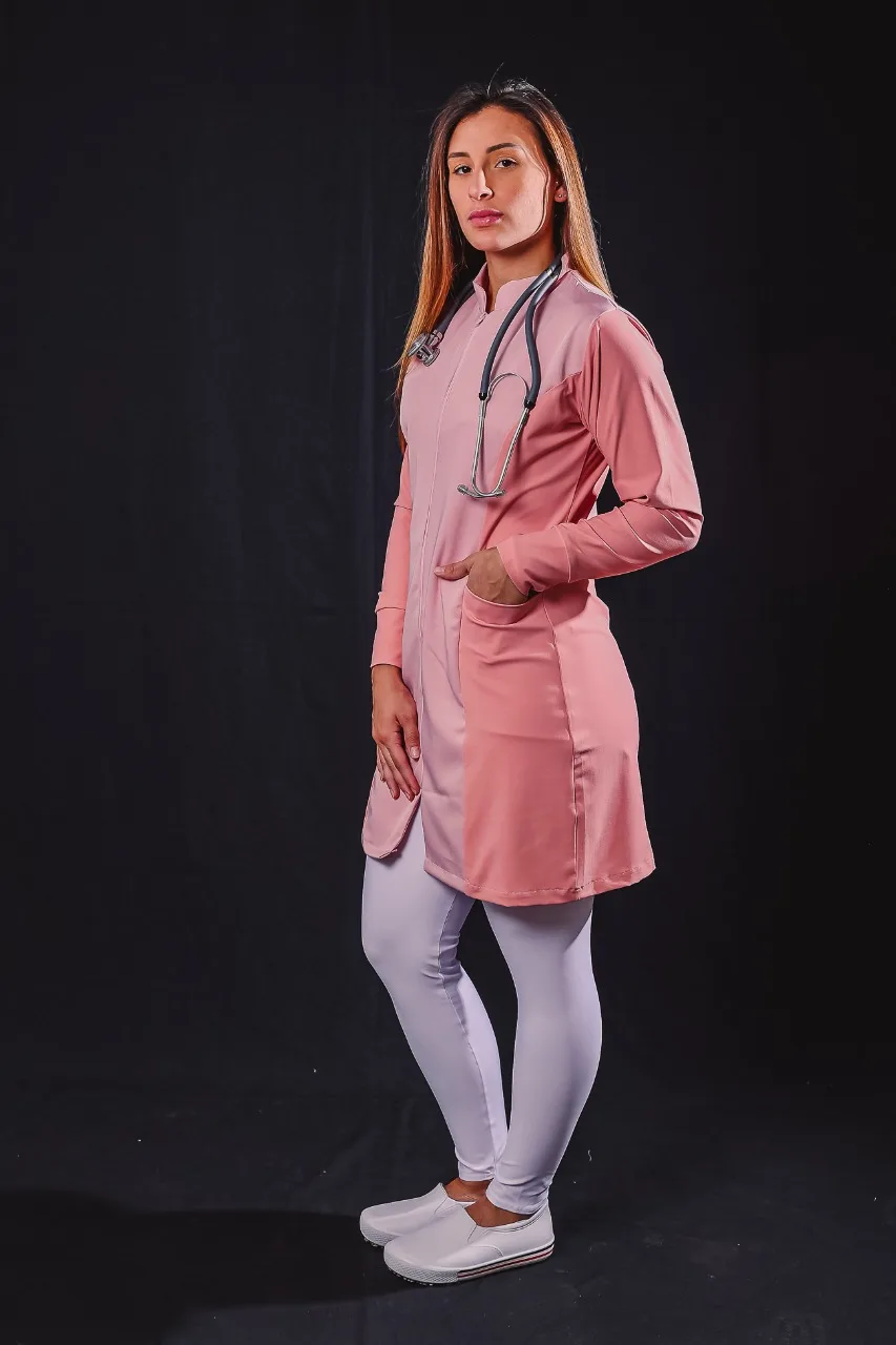 Jaleco Rosa Feminino — Artveste Uniformes