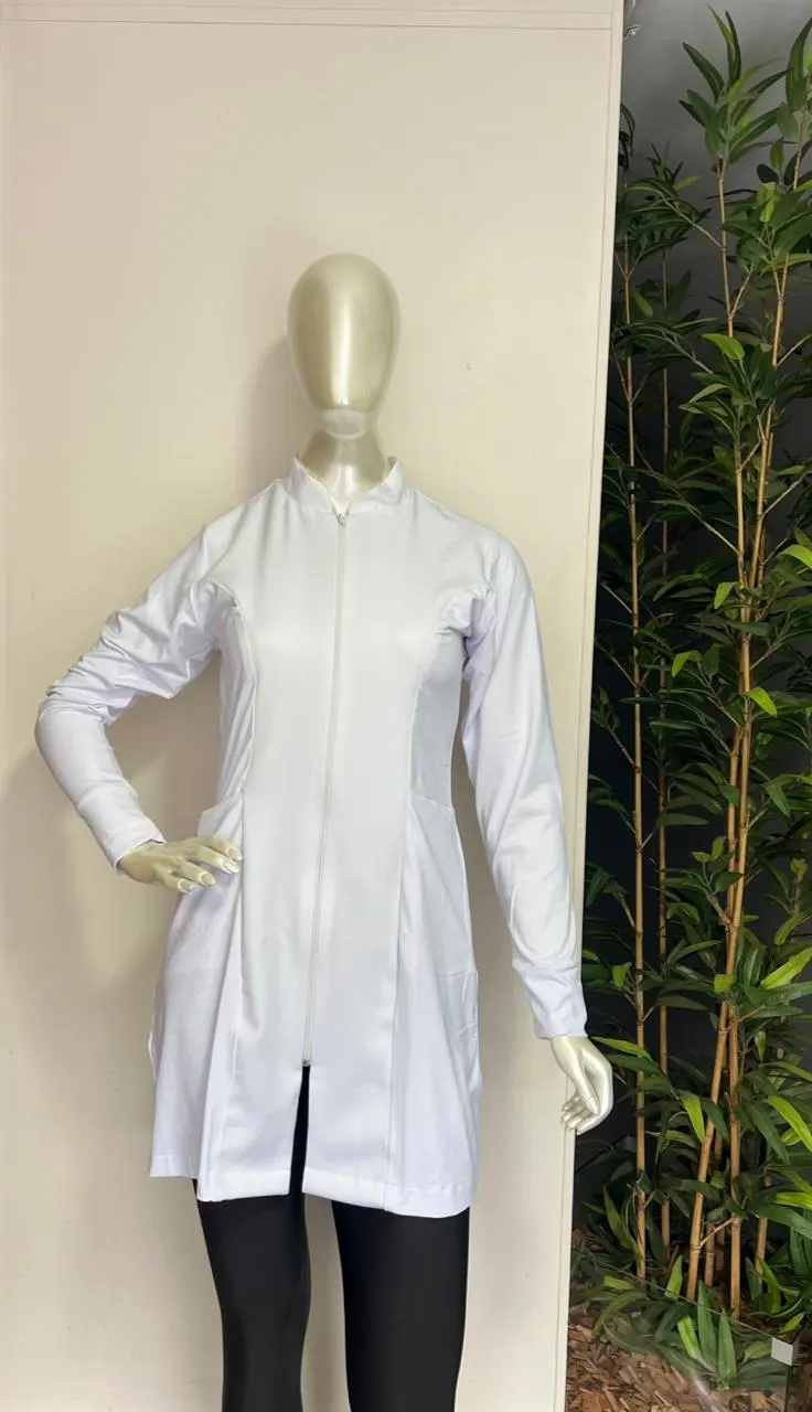 Guarda Pó Manga Longa Zíper Branco — Artveste Uniformes
