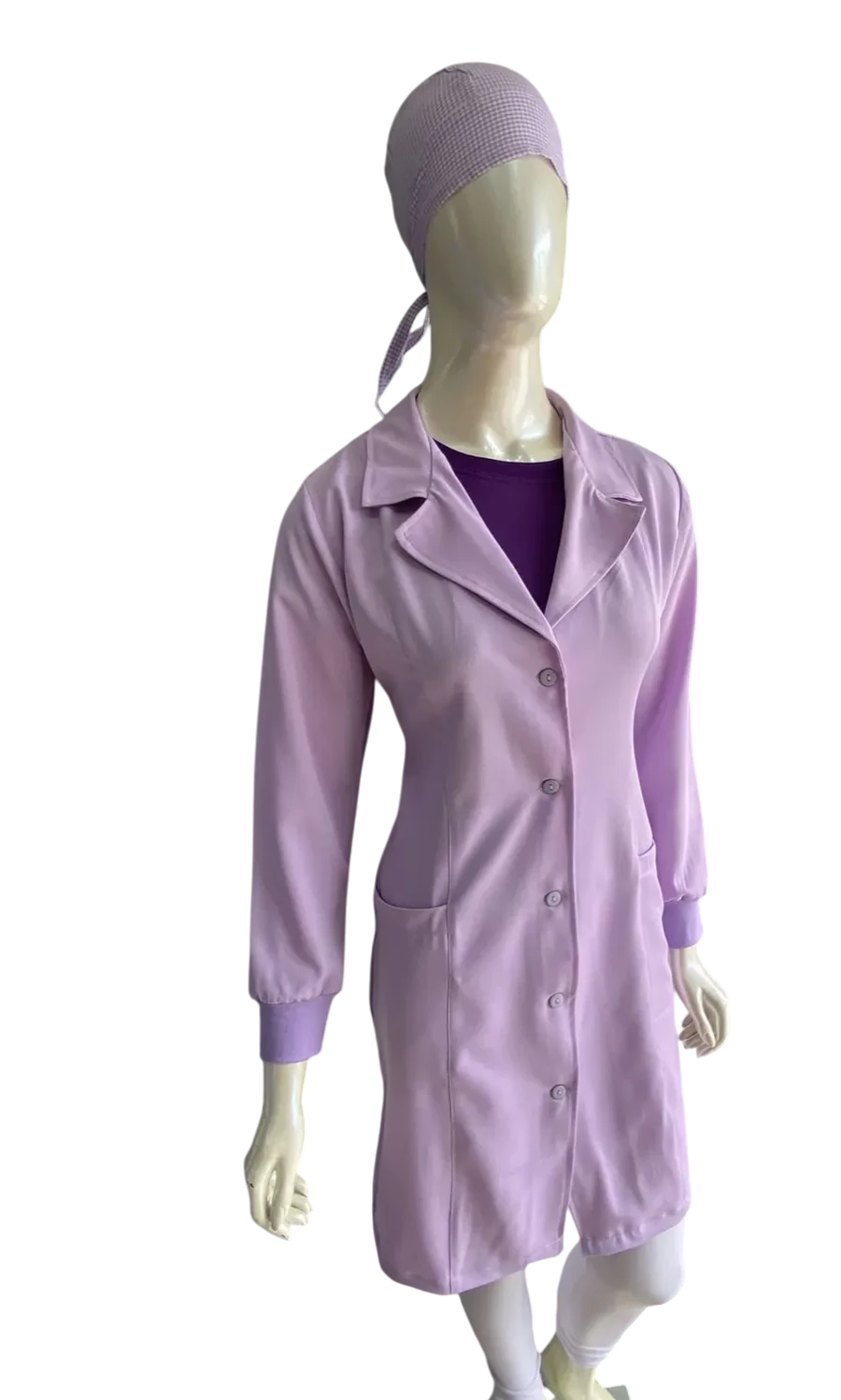 Jaleco Manga Longa Lilás com Touca — Artveste Uniformes