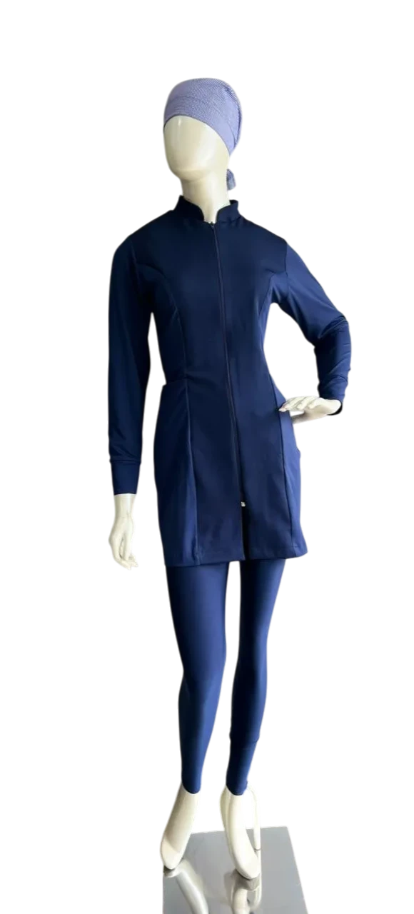 Jaleco Manga Longa Zíper Azul Marinho — Artveste Uniformes