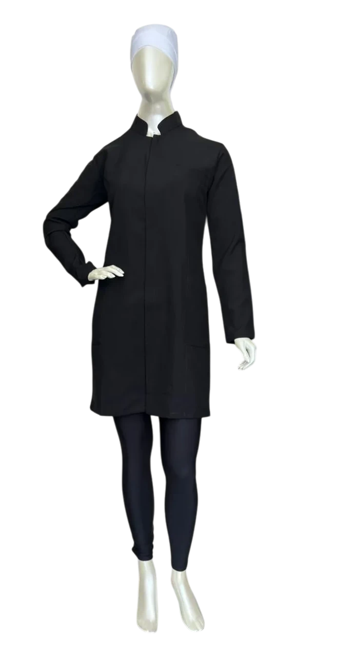 Jaleco Manga Longa Zíper Preto — Artveste Uniformes