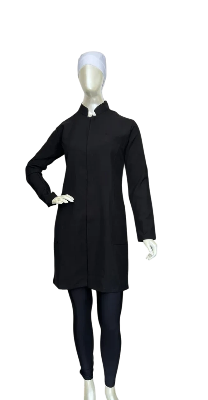 Jaleco Manga Longa Zíper Preto 2 — Artveste Uniformes