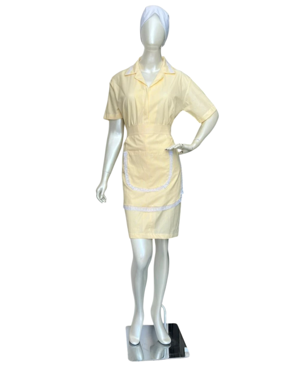 Vestido Amarelo com Avental de Renda — Artveste Uniformes