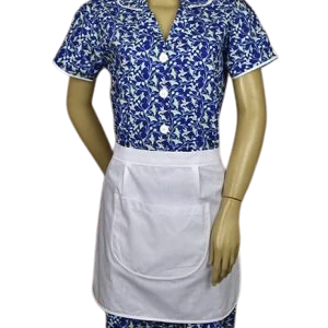 Vestido Estampado Azul com Avental — Artveste Uniformes