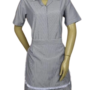 Vestido Listrado Cinza com Avental de Renda — Artveste Uniformes