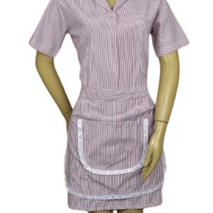 Vestido Listrado Rosa com Avental de Renda — Artveste Uniformes