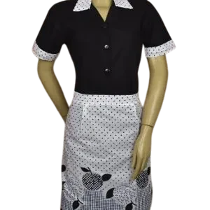 Vestido Preto com Avental Poá 2 — Artveste Uniformes