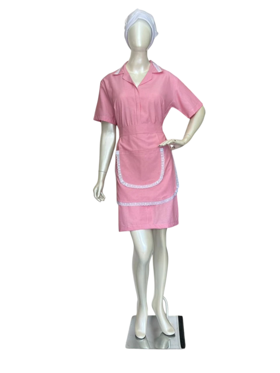Vestido Rosa com Avental de Renda — Artveste Uniformes